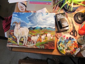 Sarah Glaser Dall Sheep painting Alaska
